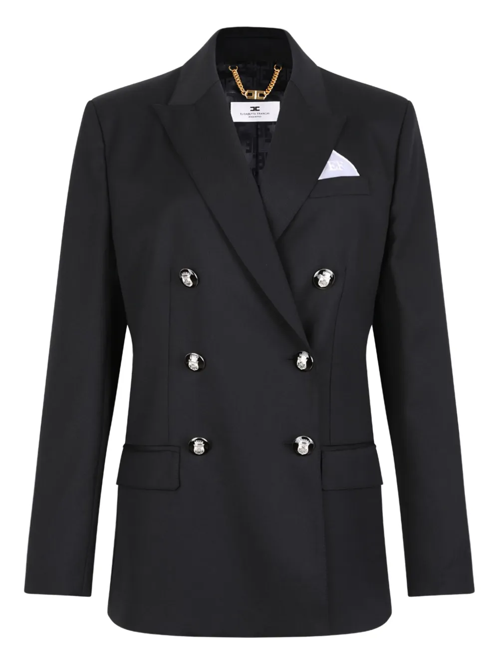 Elisabetta Franchi double-breasted skull-button blazer Zwart