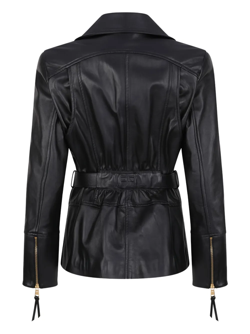 Elisabetta Franchi belted leather jacket Zwart