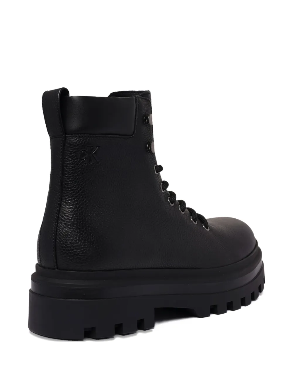 Calvin Klein Leren veterlaarzen Zwart