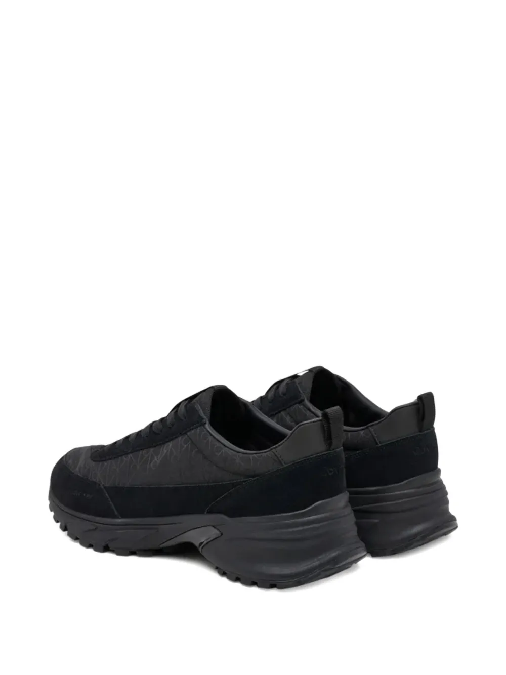 Calvin Klein Monogram Suede Lace-up Sneakers In Black