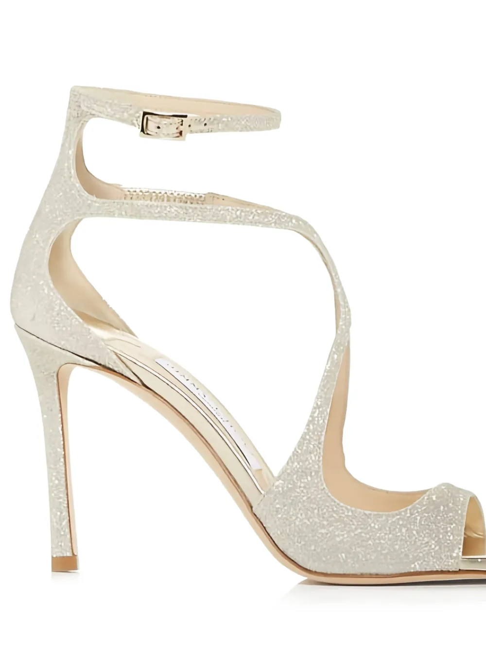 Jimmy Choo 95 mm Azia sandalen met glitters en gesp Zilver