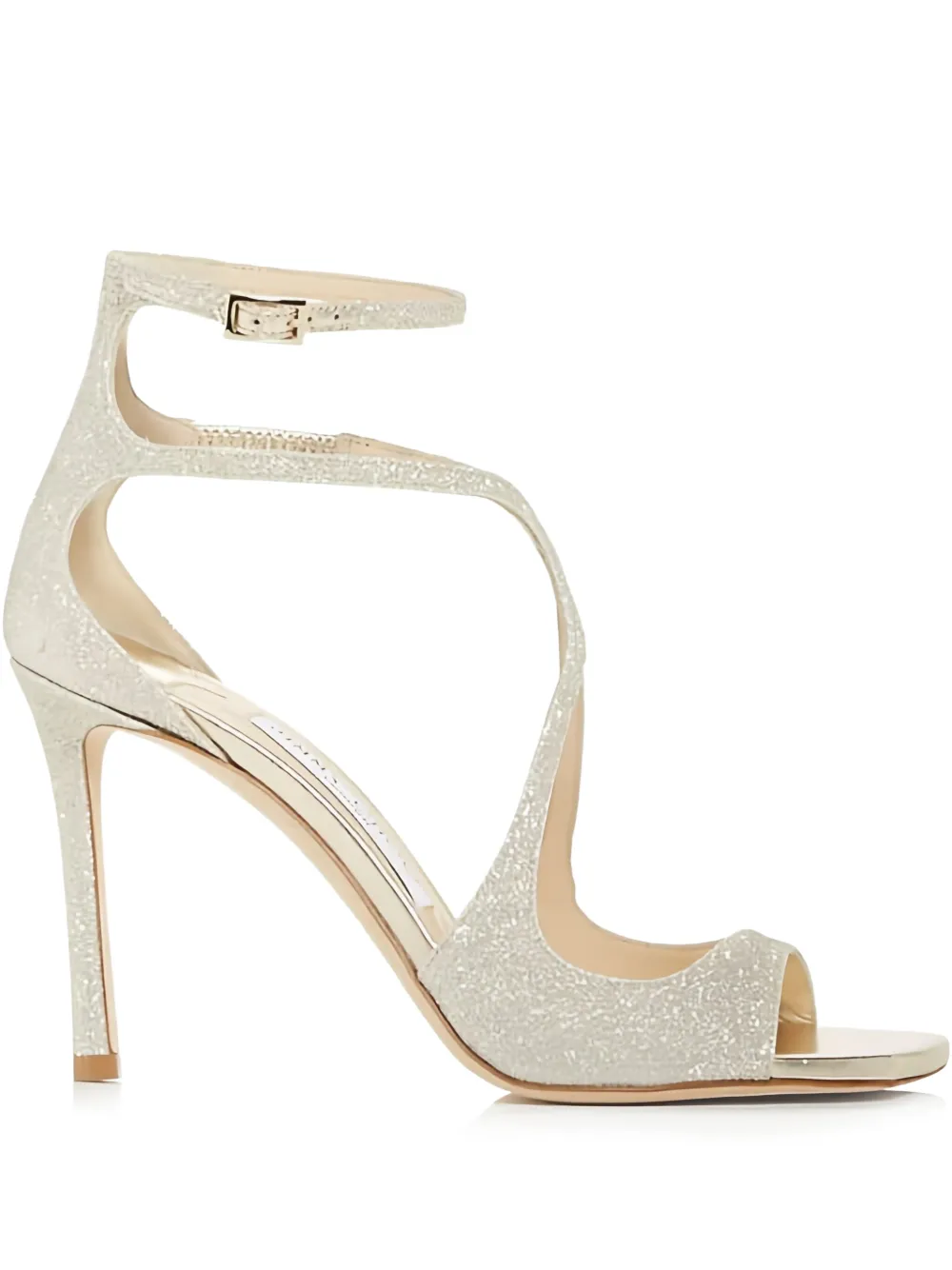 Jimmy Choo 95 mm Azia sandalen met glitters en gesp Zilver