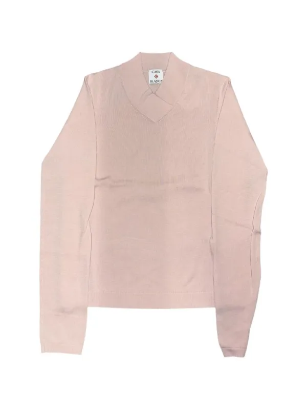 Casablanca V-neck Long-sleeve Sweater in Pink