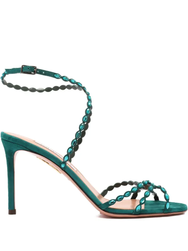 Aquazzura 85mm Love Struck Sandals Green FARFETCH GE