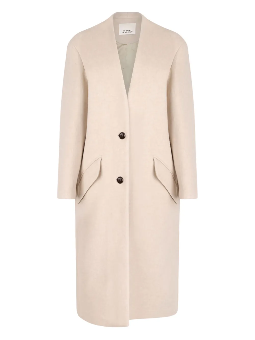 Isabel Marant Button-fastening Flap-pockets Single-breasted Coat In Neutral