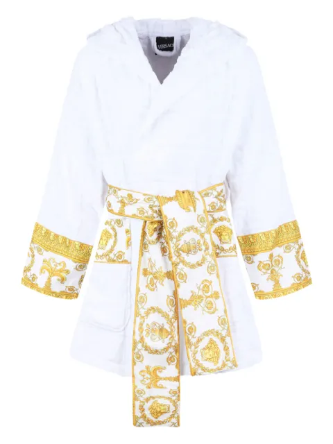 Versace Home Barocco-print hooded bathrobe