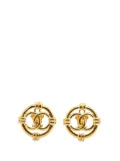 CHANEL Pre-Owned 1994 Gold Plated CC Round Clip On Earrings costume earrings