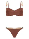 Brigitte Eva beaded-strap bikini set - Brown