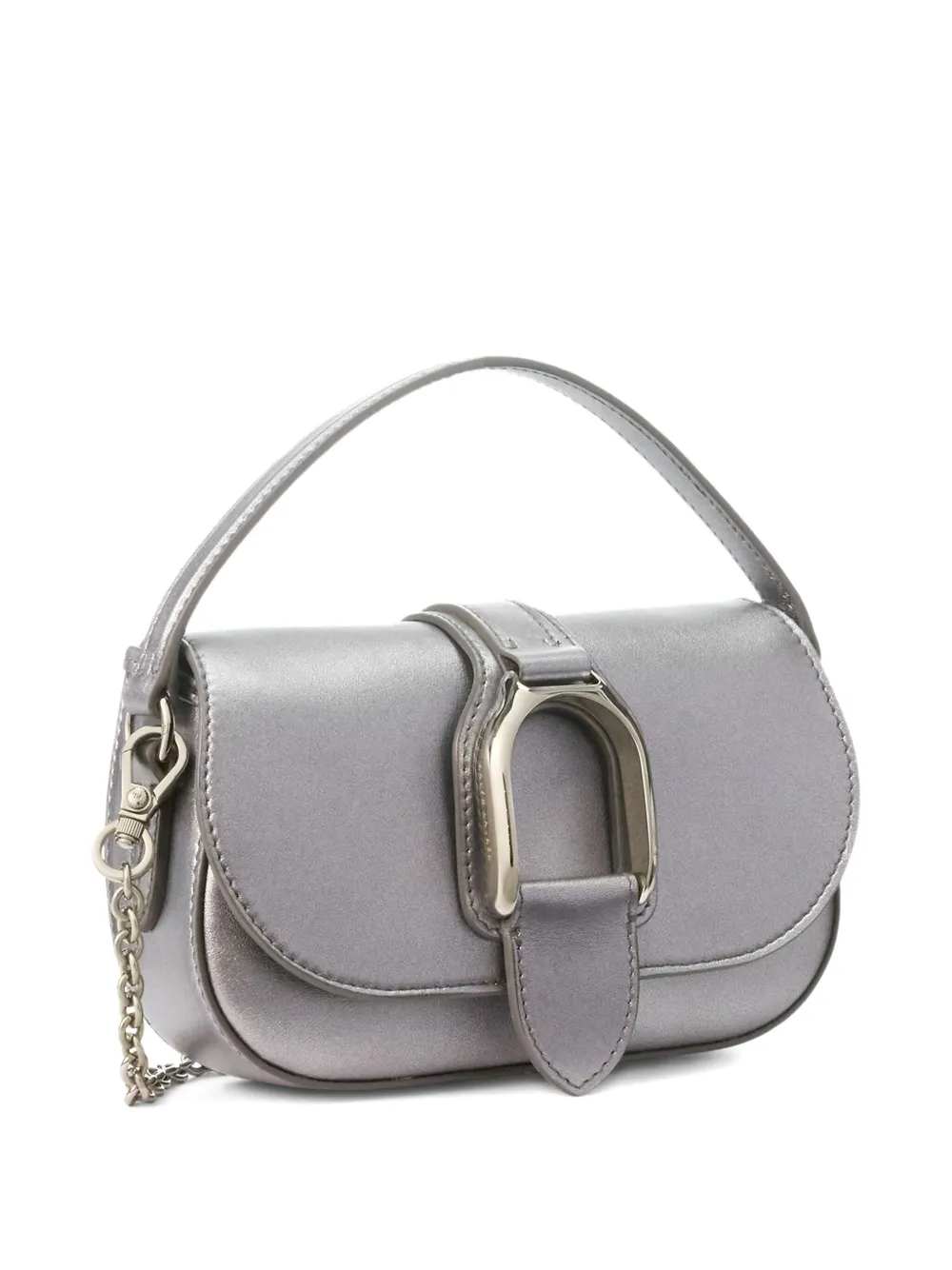 Ralph Lauren Wellington Buckle-detail Leather Cross Body Bag In Silver
