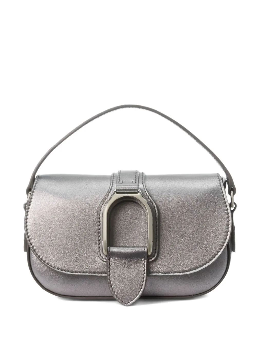 Ralph Lauren Wellington Buckle-detail Leather Cross Body Bag In Silver