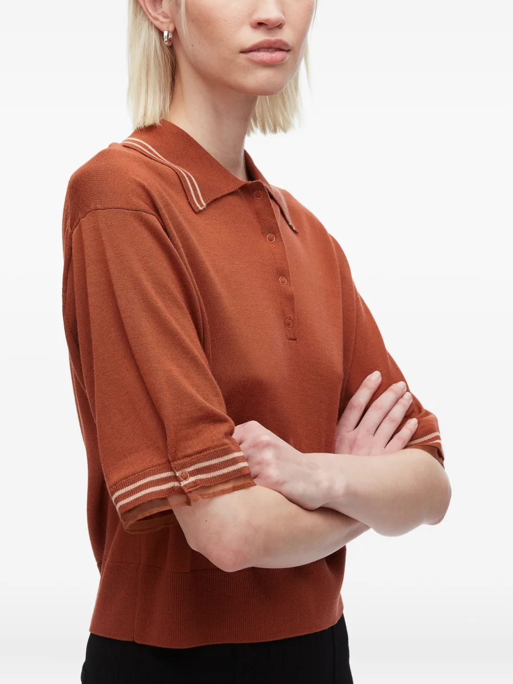 3.1 Phillip Lim Short-sleeve Wool Polo Shirt In Orange