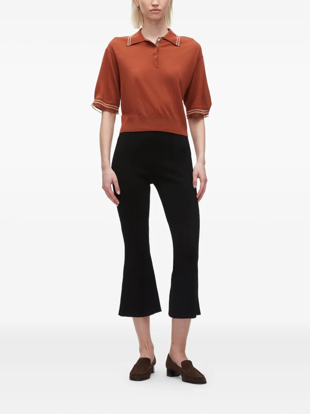 3.1 Phillip Lim Short-sleeve Wool Polo Shirt In Orange