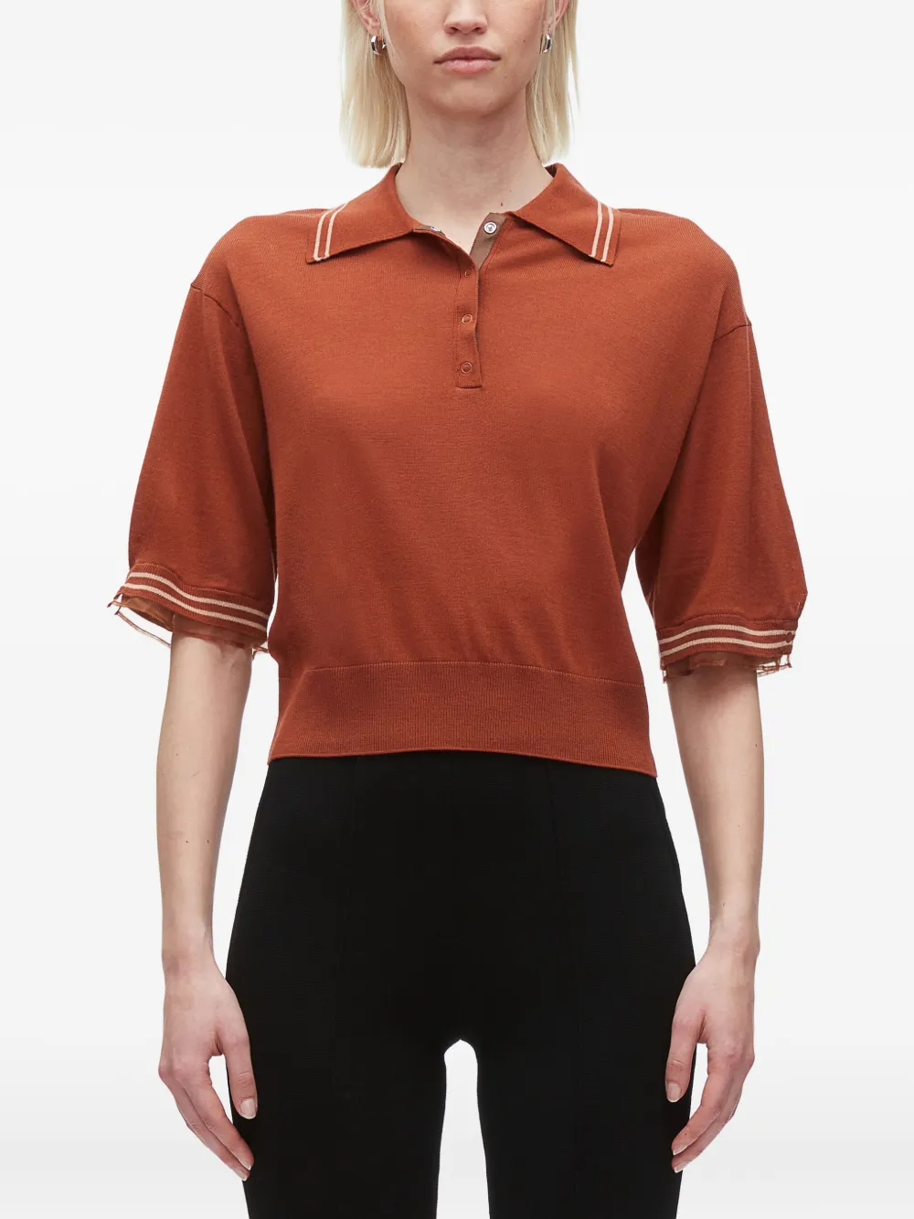 3.1 Phillip Lim Short-sleeve Wool Polo Shirt In Orange