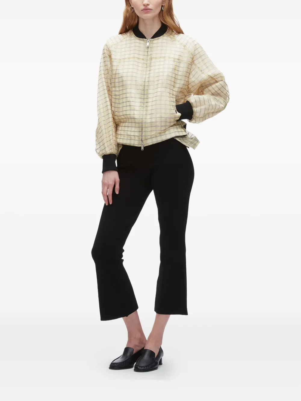 3.1 Phillip Lim checked belted bomber jacket Beige