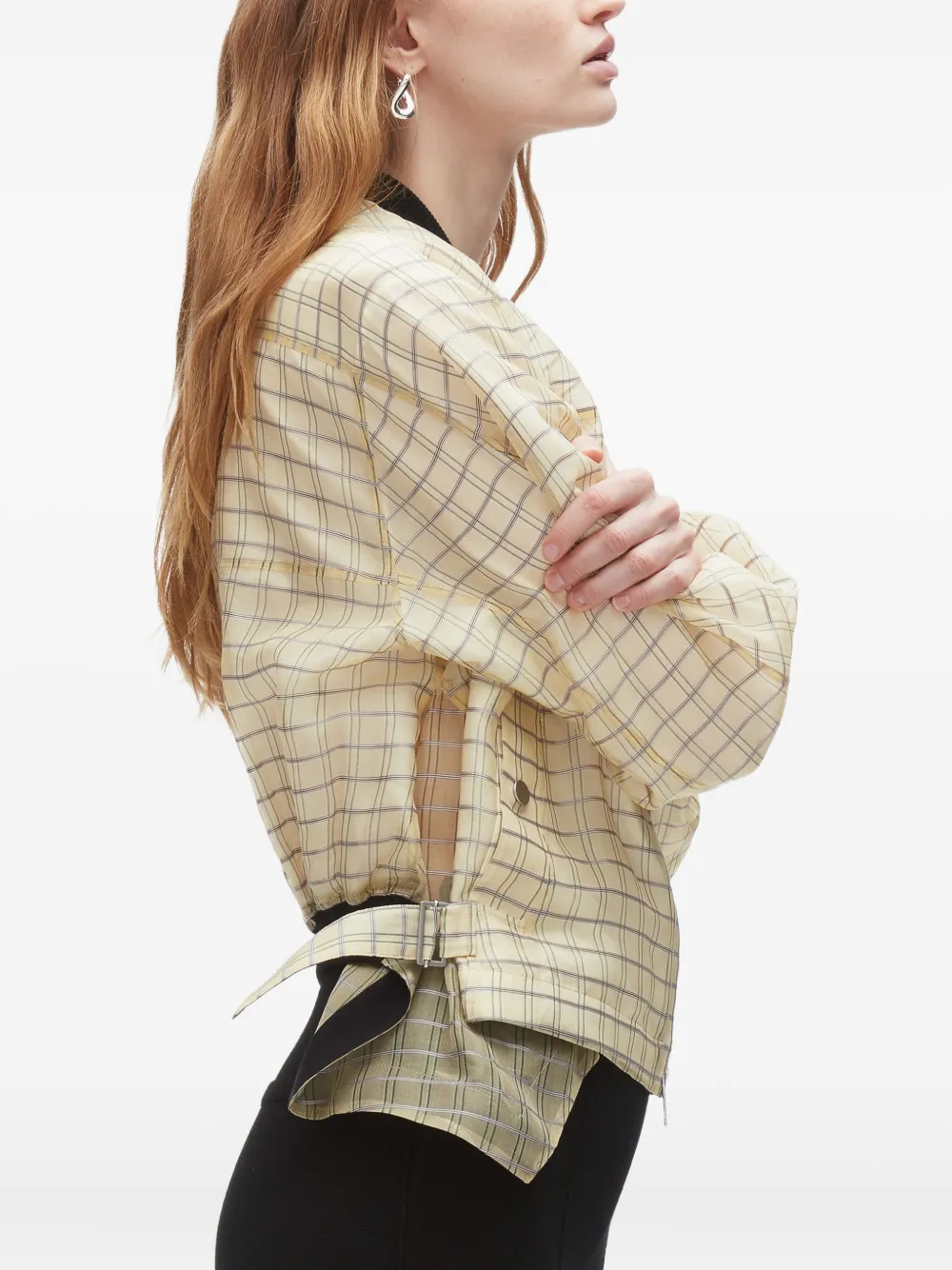 3.1 Phillip Lim checked belted bomber jacket Beige