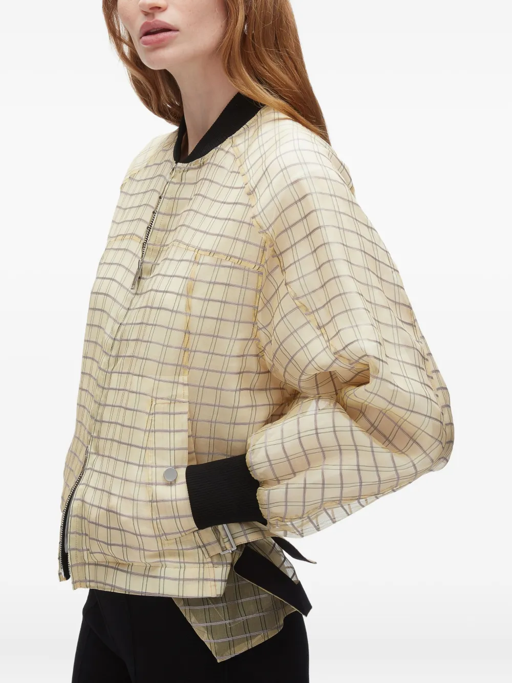 3.1 Phillip Lim checked belted bomber jacket Beige