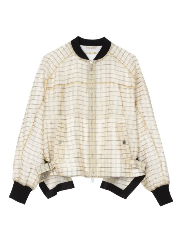【3.1 Phillip Lim】チェック柄オーガンザボンバージャケット 3.1 Phillip Lim】チェック柄オーガンザボンバージャケット