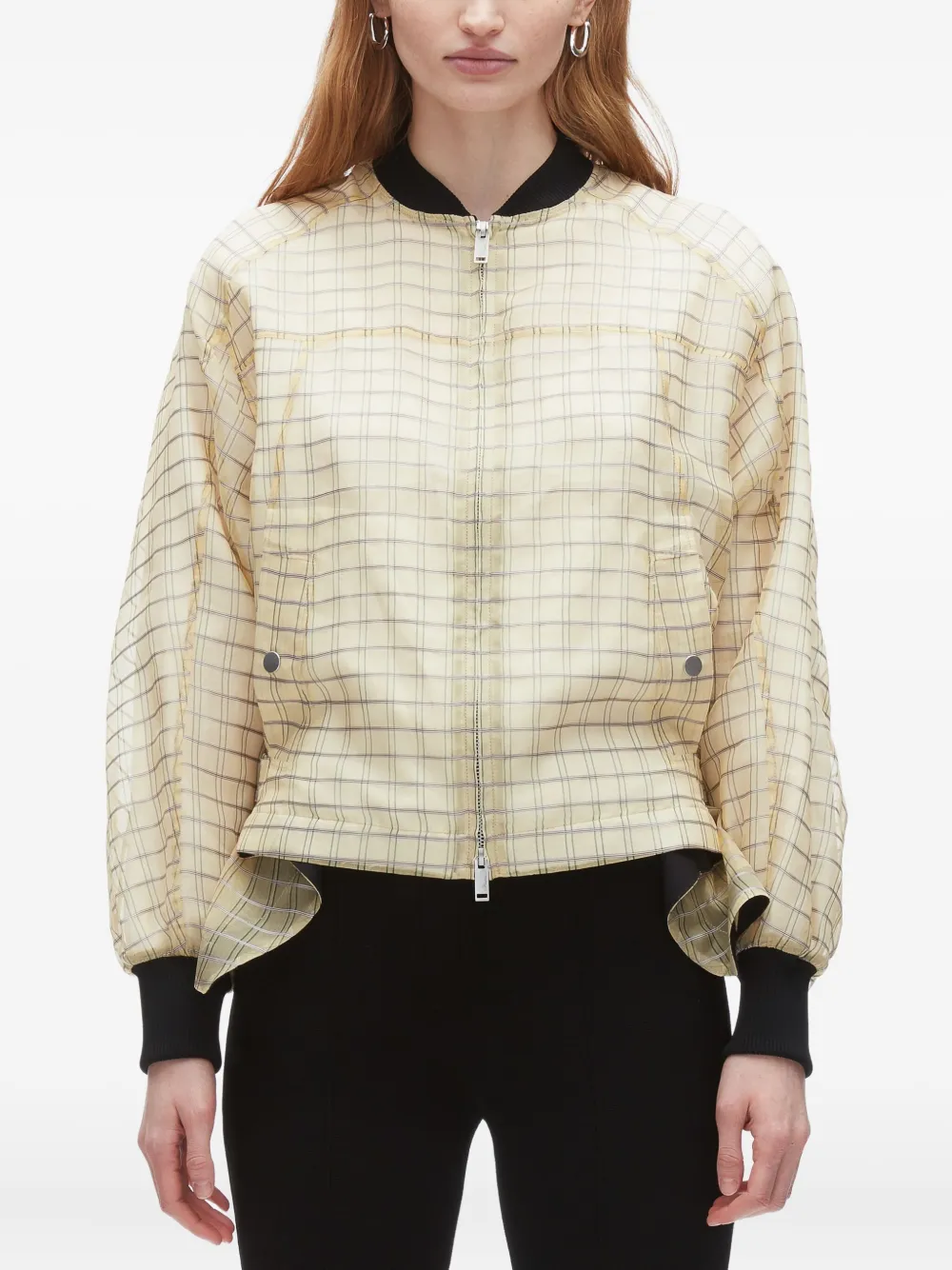 3.1 Phillip Lim checked belted bomber jacket Beige