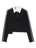 3.1 Phillip Lim panelled eyelet-detail polo top - Black