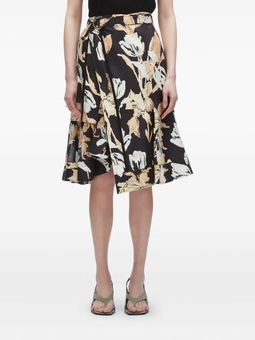 3.1 Phillip Lim floral-print ruffled skirt Zwart