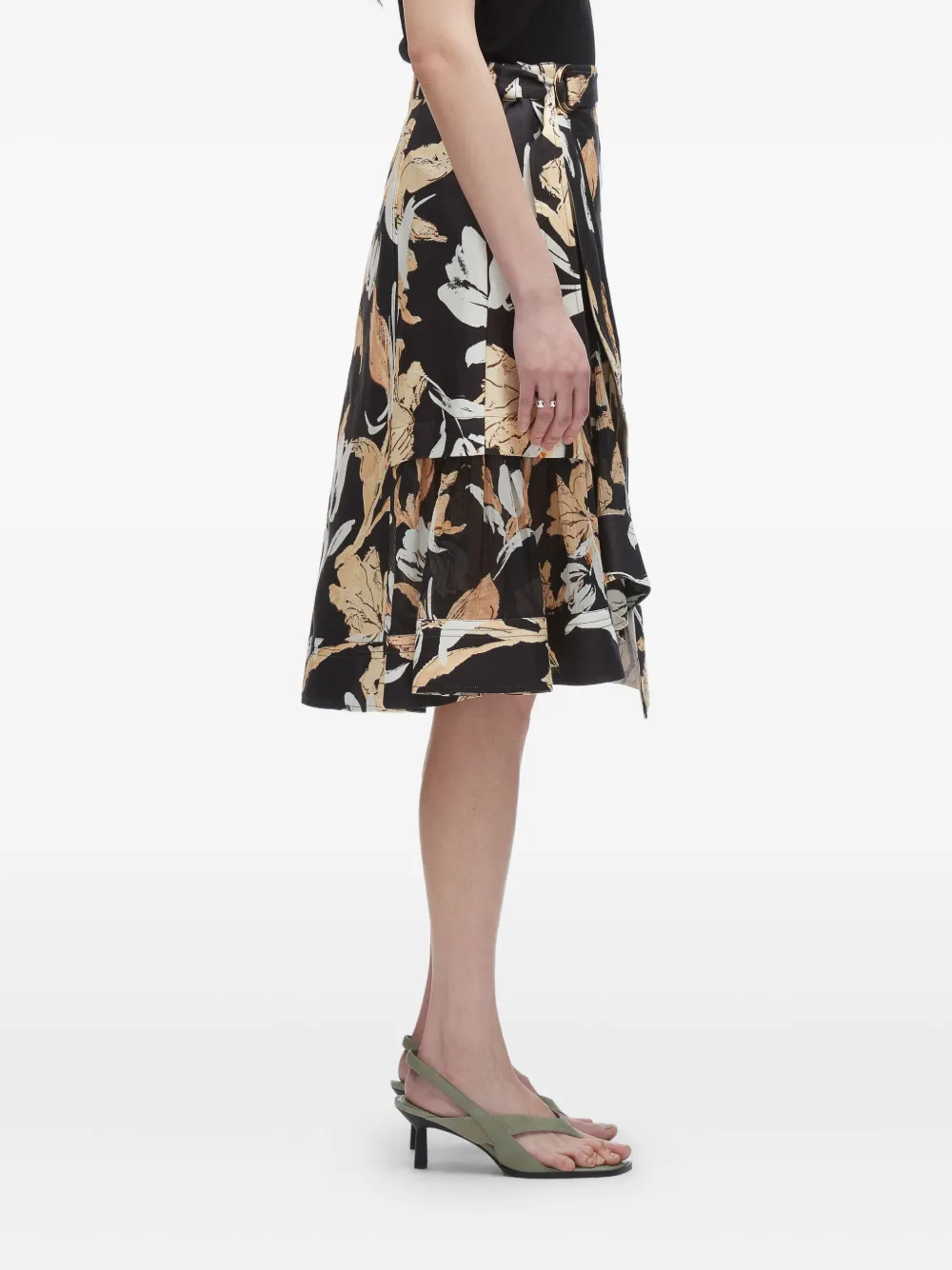 3.1 Phillip Lim floral-print ruffled skirt Zwart
