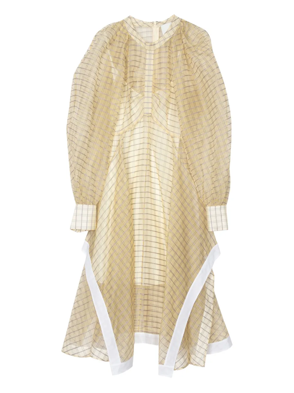 3.1 Phillip Lim puff-sleeve checked midi dress Beige