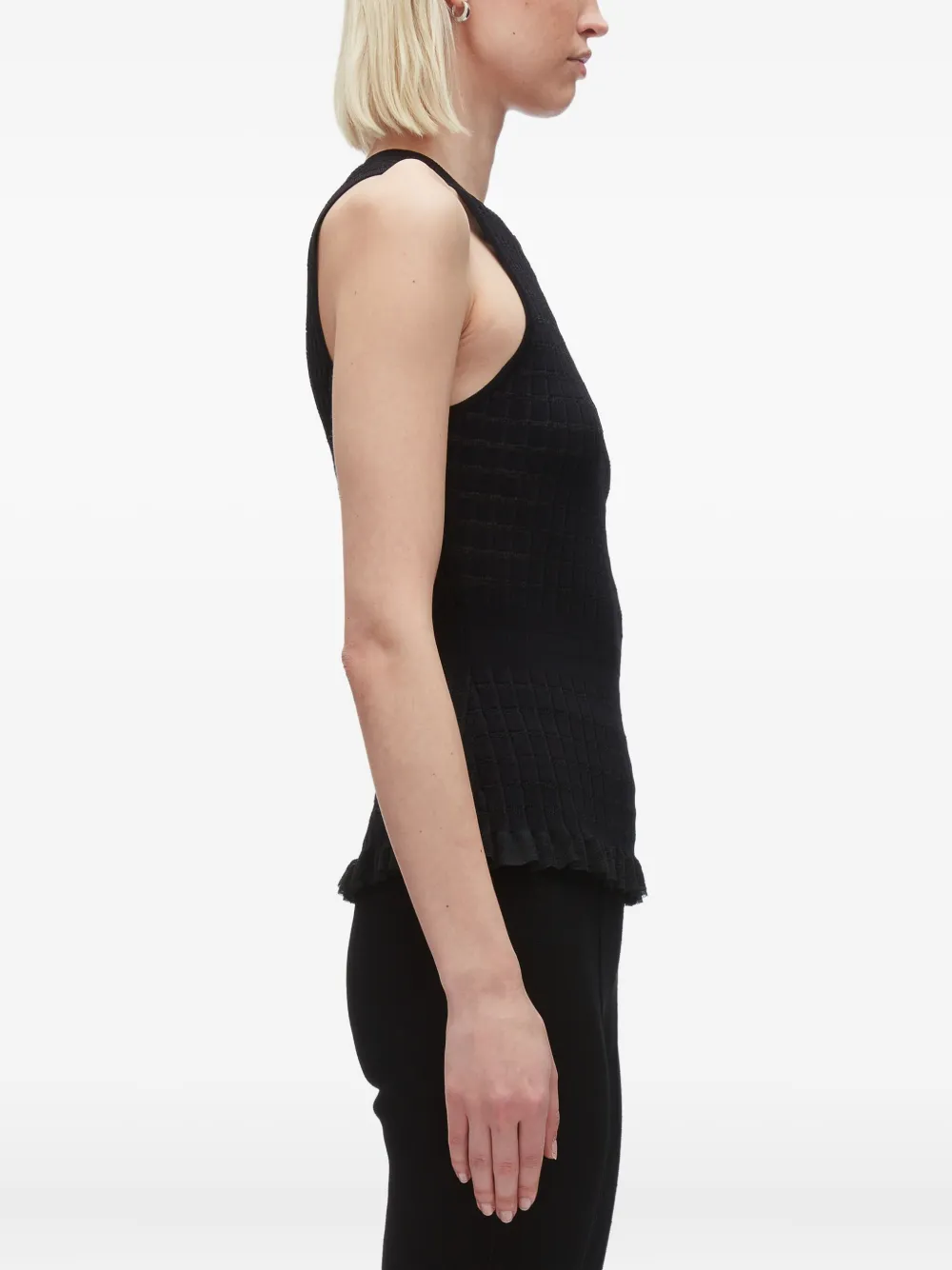 3.1 Phillip Lim ribbed-knit ruffled top Zwart