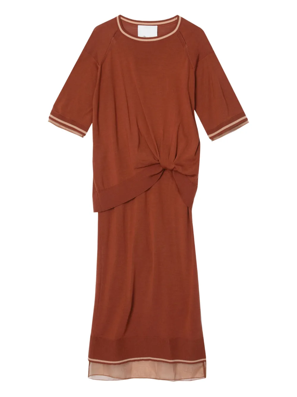 3.1 Phillip Lim twist-detail wool dress - ブラウン 3.1 Phillip Lim twist-detail wool dress - ブラウン
