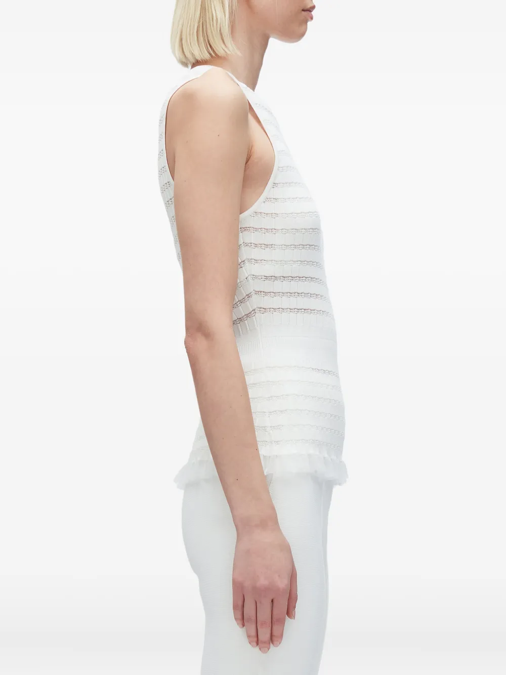 3.1 Phillip Lim ribbed-knit ruffled top Beige