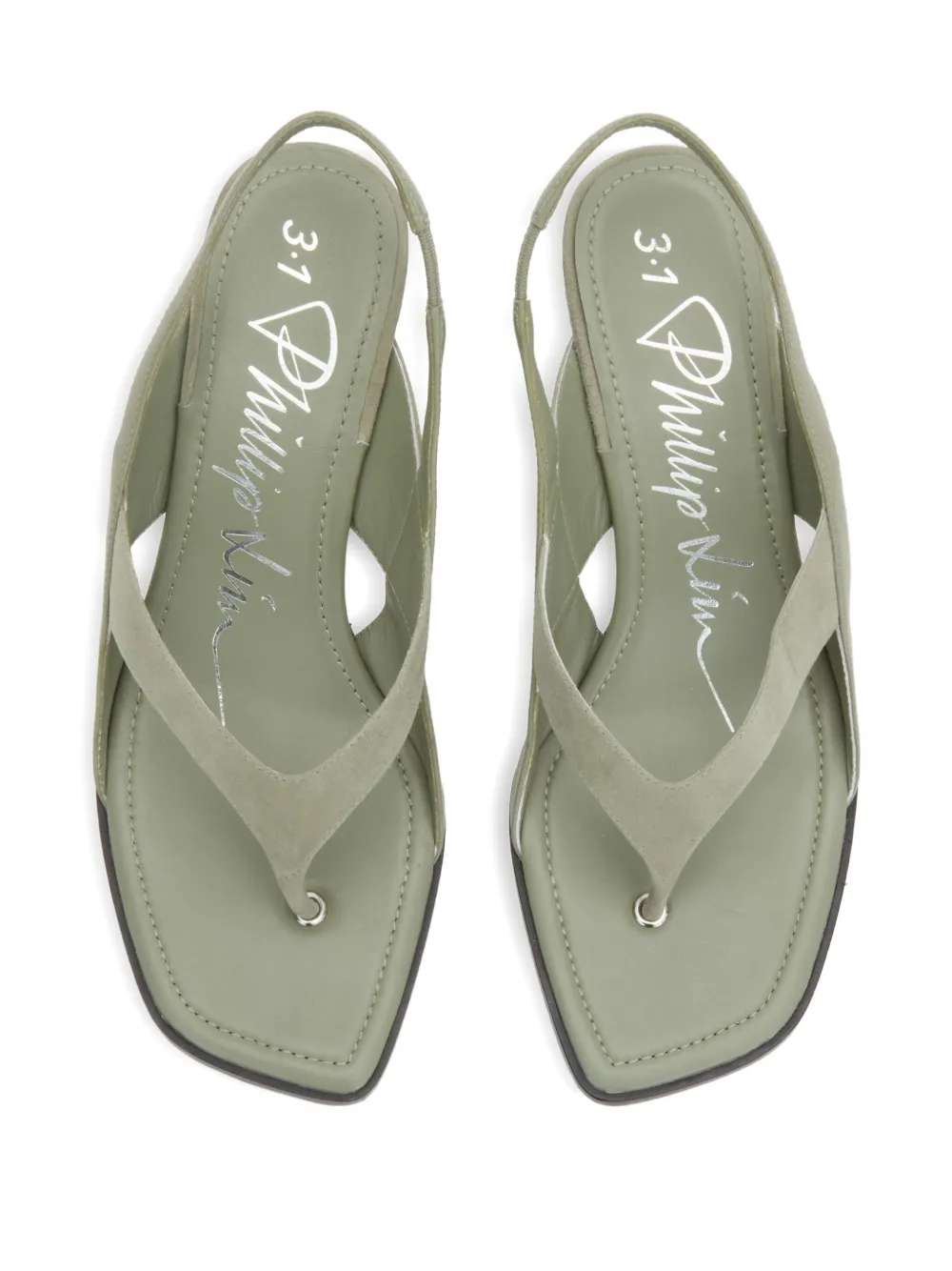 3.1 Phillip Lim 60mm slingback square-toe sandals Green