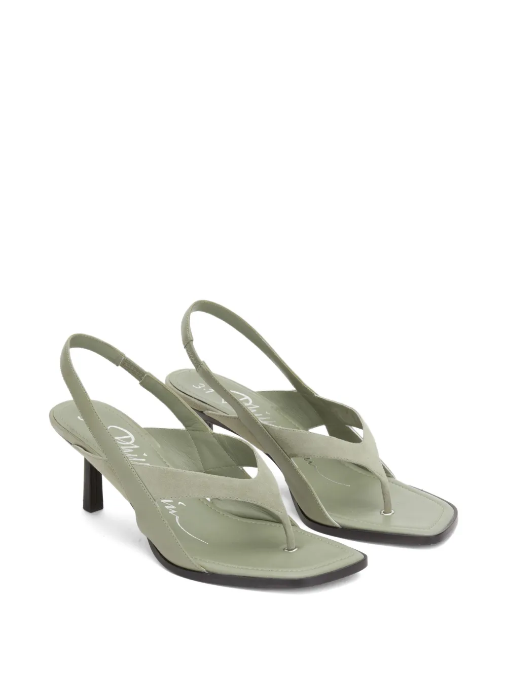 3.1 Phillip Lim 60mm slingback square-toe sandals Green