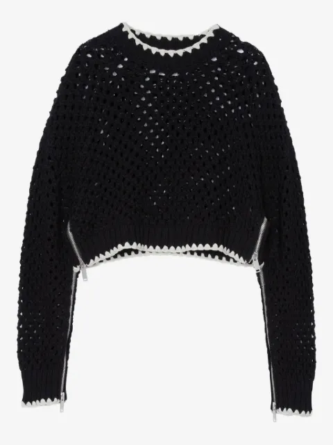 3.1 Phillip Lim crochet-detail zip-cuff sweater