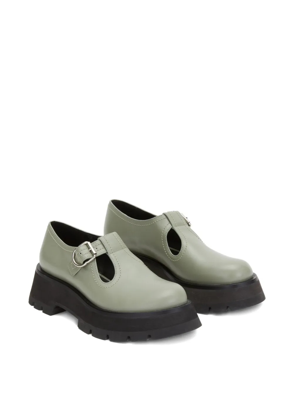 3.1 Phillip Lim buckle T-bar loafers Green