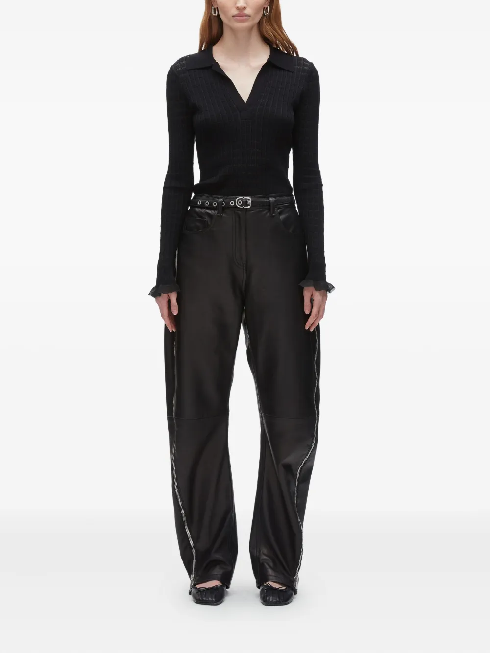 3.1 Phillip Lim zip-detail leather trousers Zwart