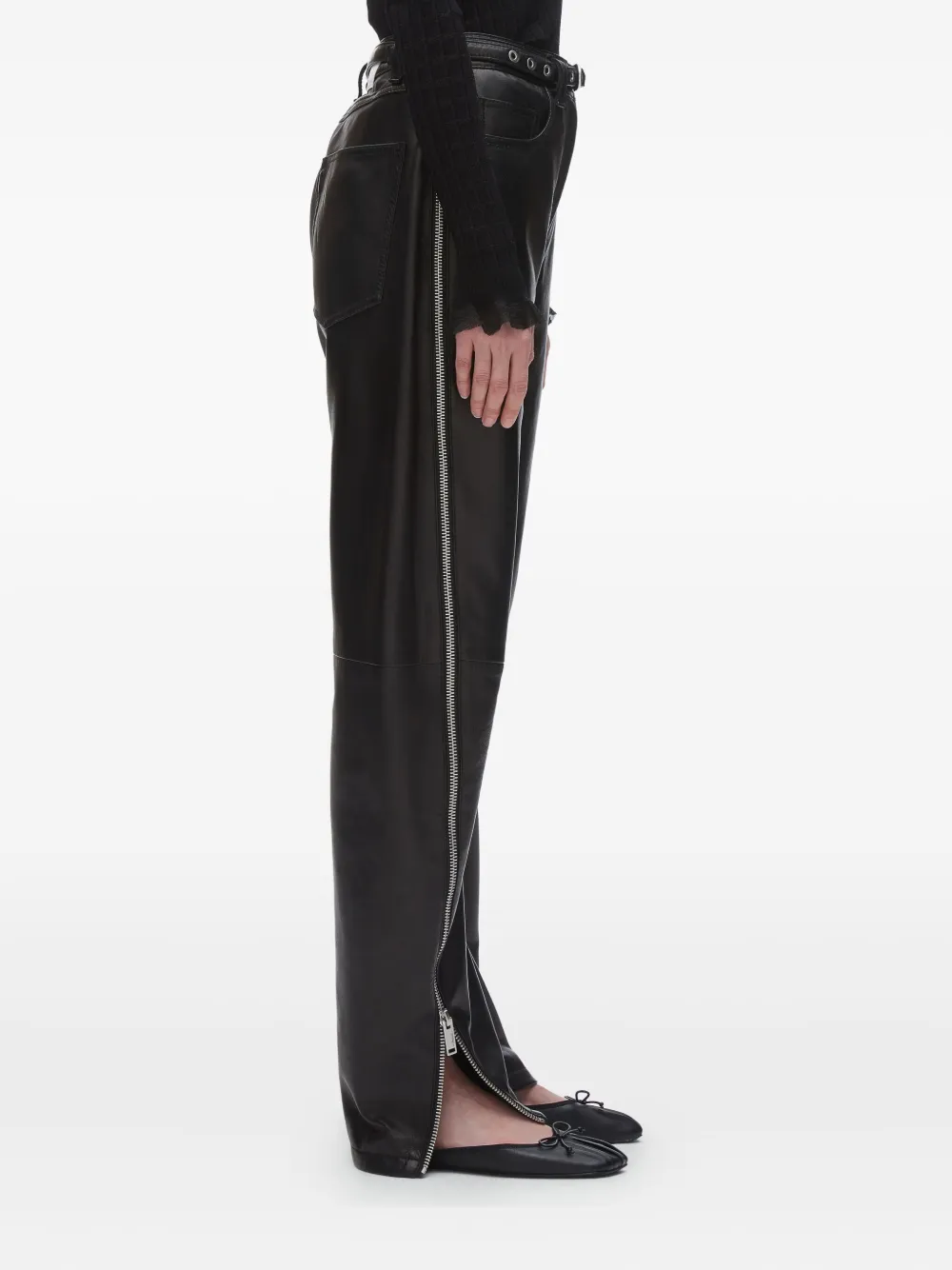 3.1 Phillip Lim zip-detail leather trousers Zwart