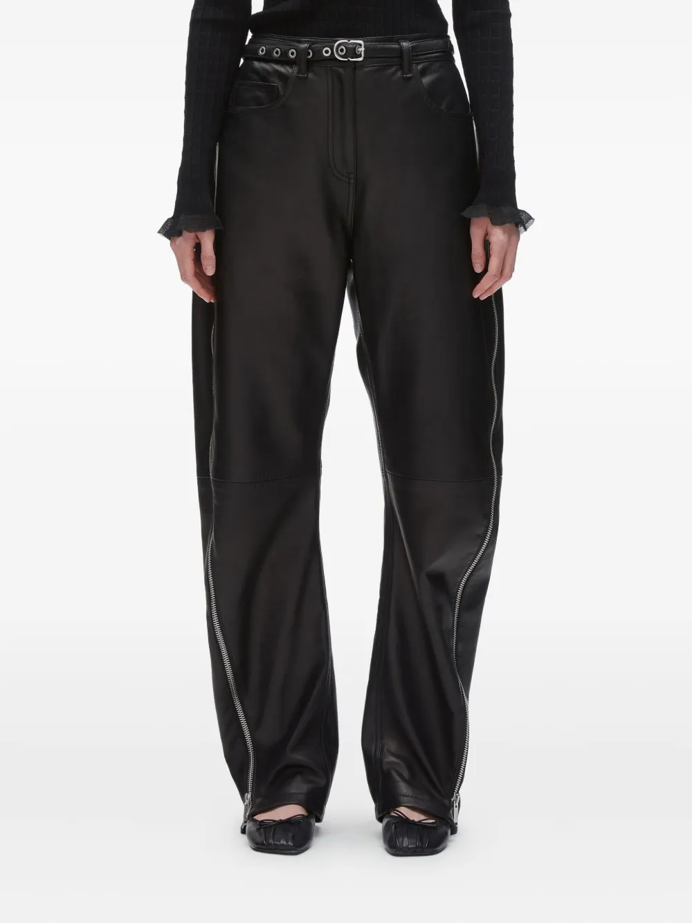 3.1 Phillip Lim zip-detail leather trousers Zwart