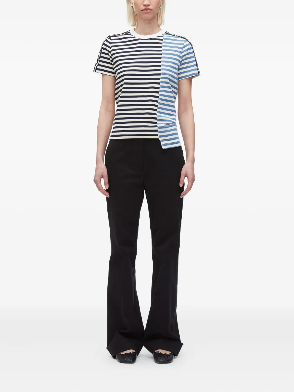 3.1 Phillip Lim striped panelled T-shirt Zwart