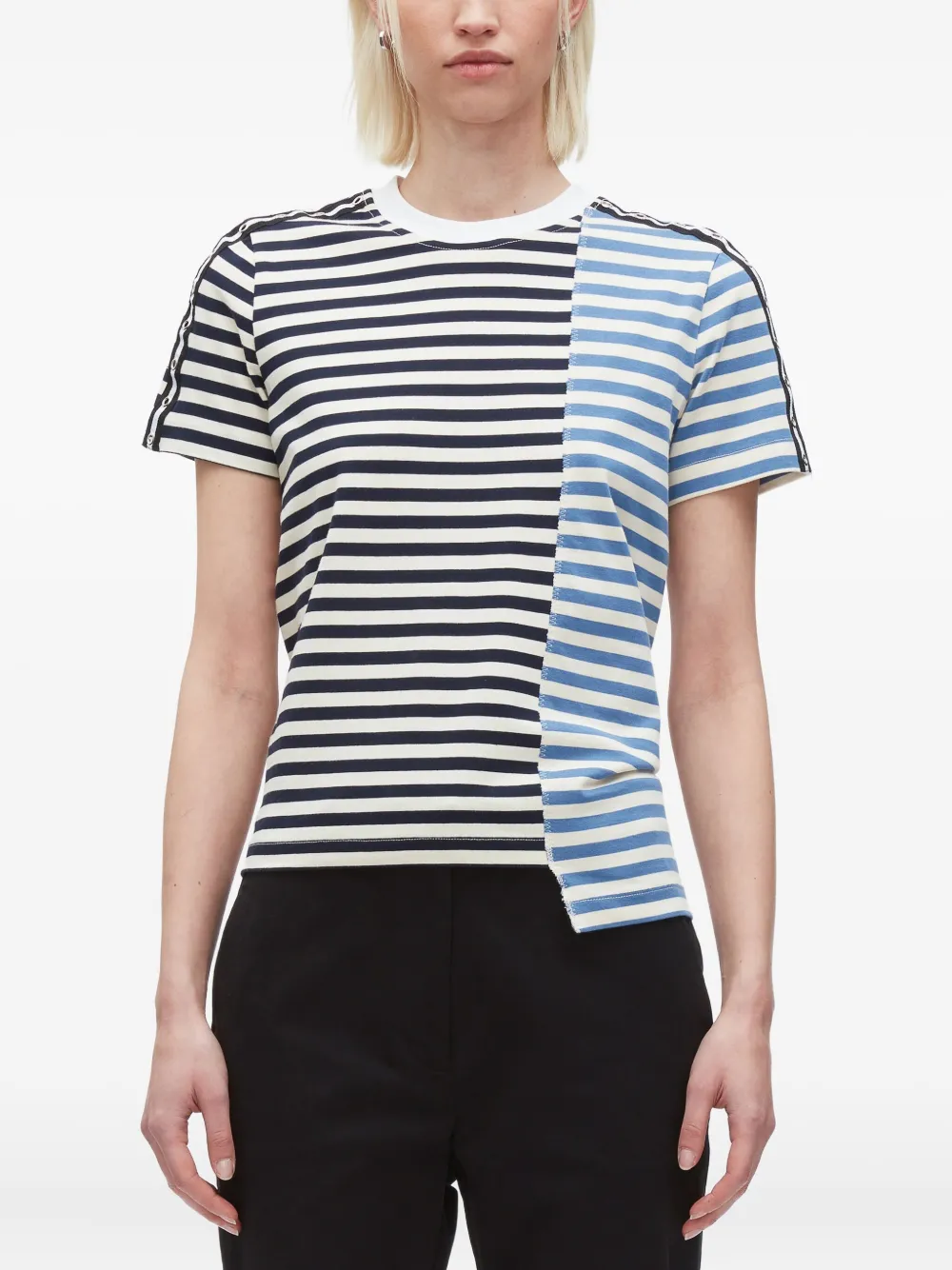 3.1 Phillip Lim striped panelled T-shirt Zwart
