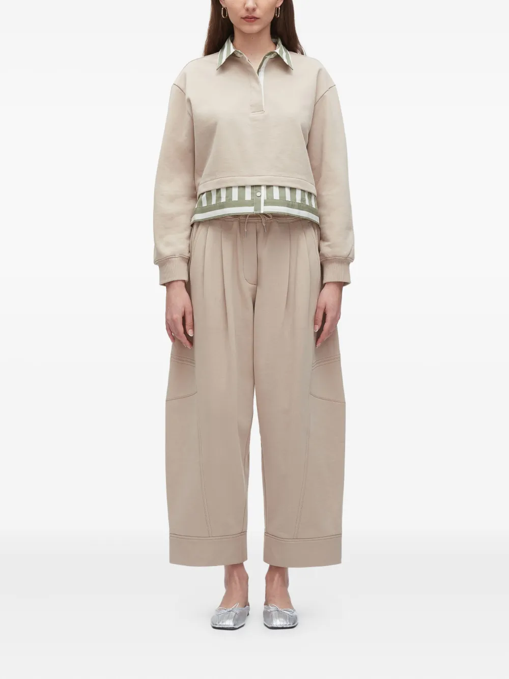 3.1 Phillip Lim Polo-neck striped-panel top Beige