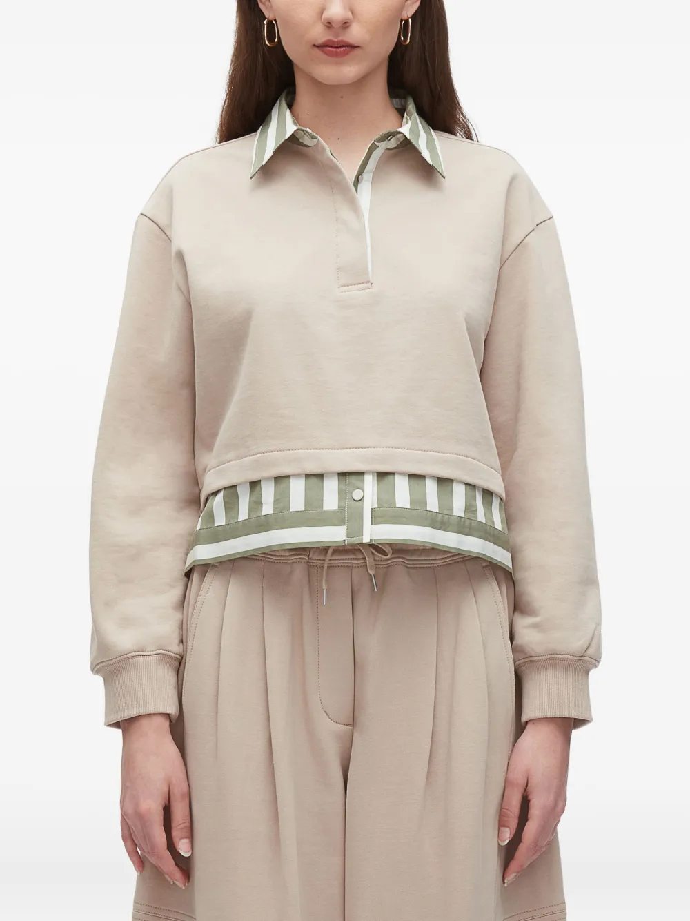 3.1 Phillip Lim Polo-neck striped-panel top Beige
