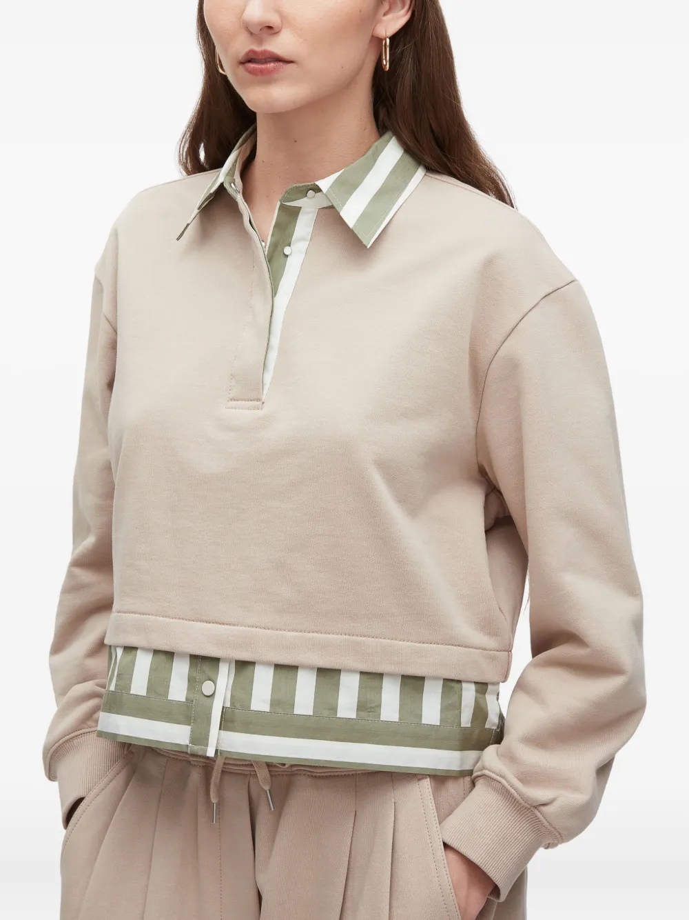 3.1 Phillip Lim Polo-neck striped-panel top Beige