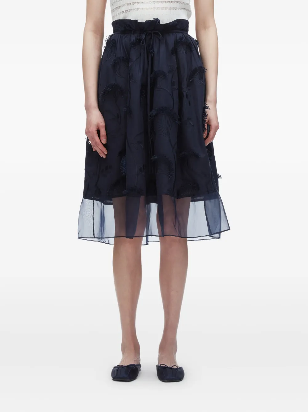 3.1 Phillip Lim embroidered layered midi skirt Blauw