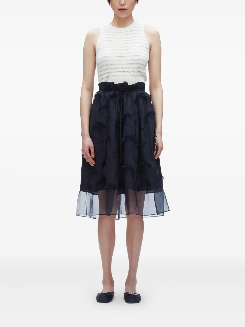 3.1 Phillip Lim embroidered layered midi skirt Blauw