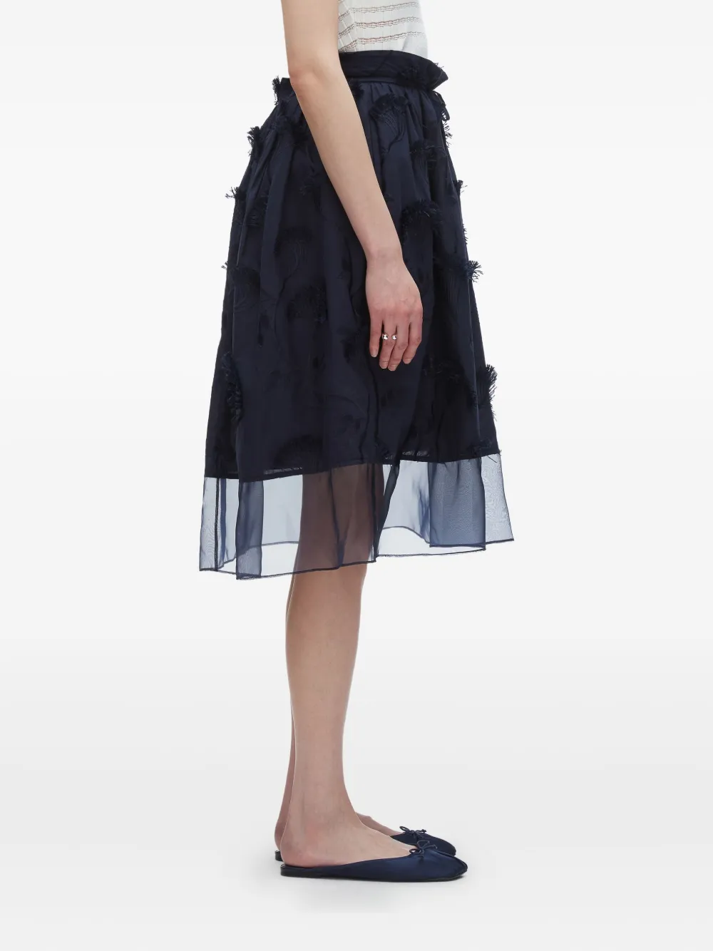 3.1 Phillip Lim embroidered layered midi skirt Blauw