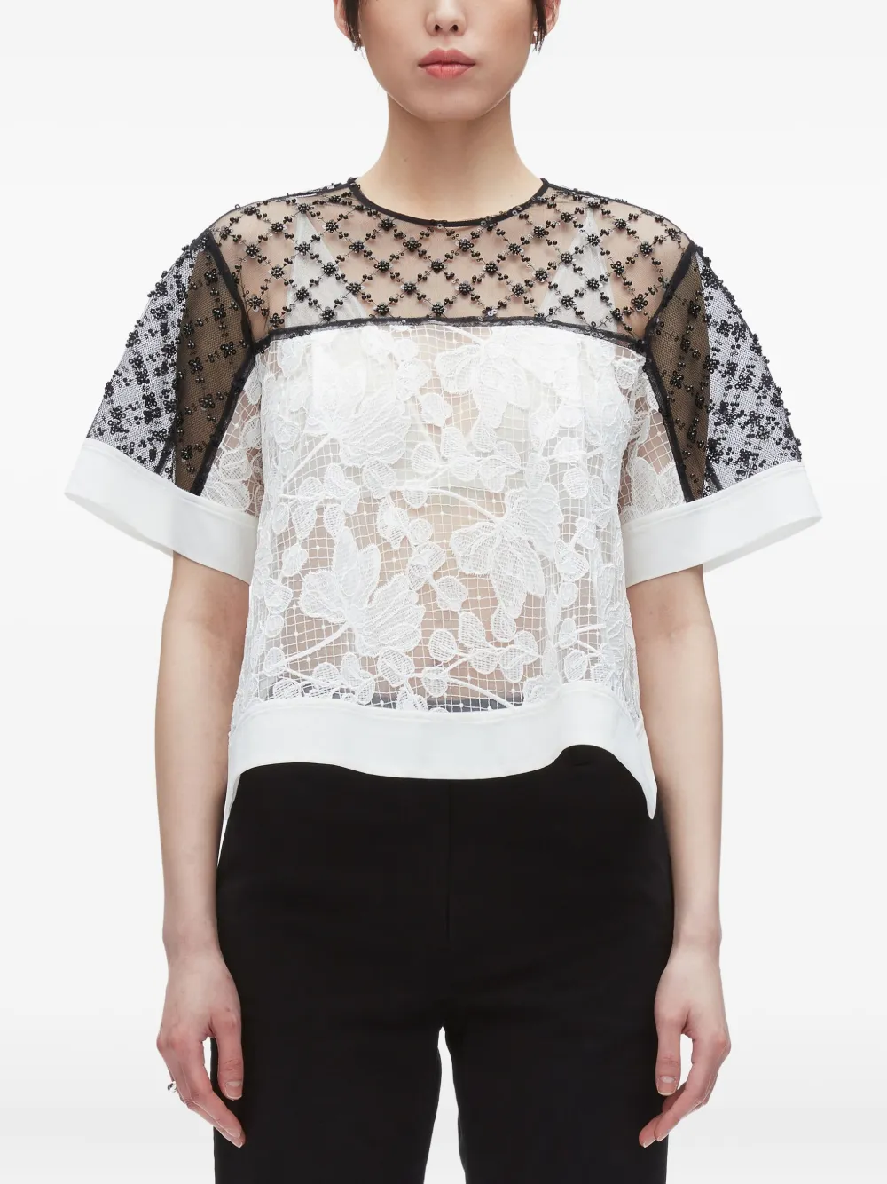 3.1 Phillip Lim beaded lace top Wit