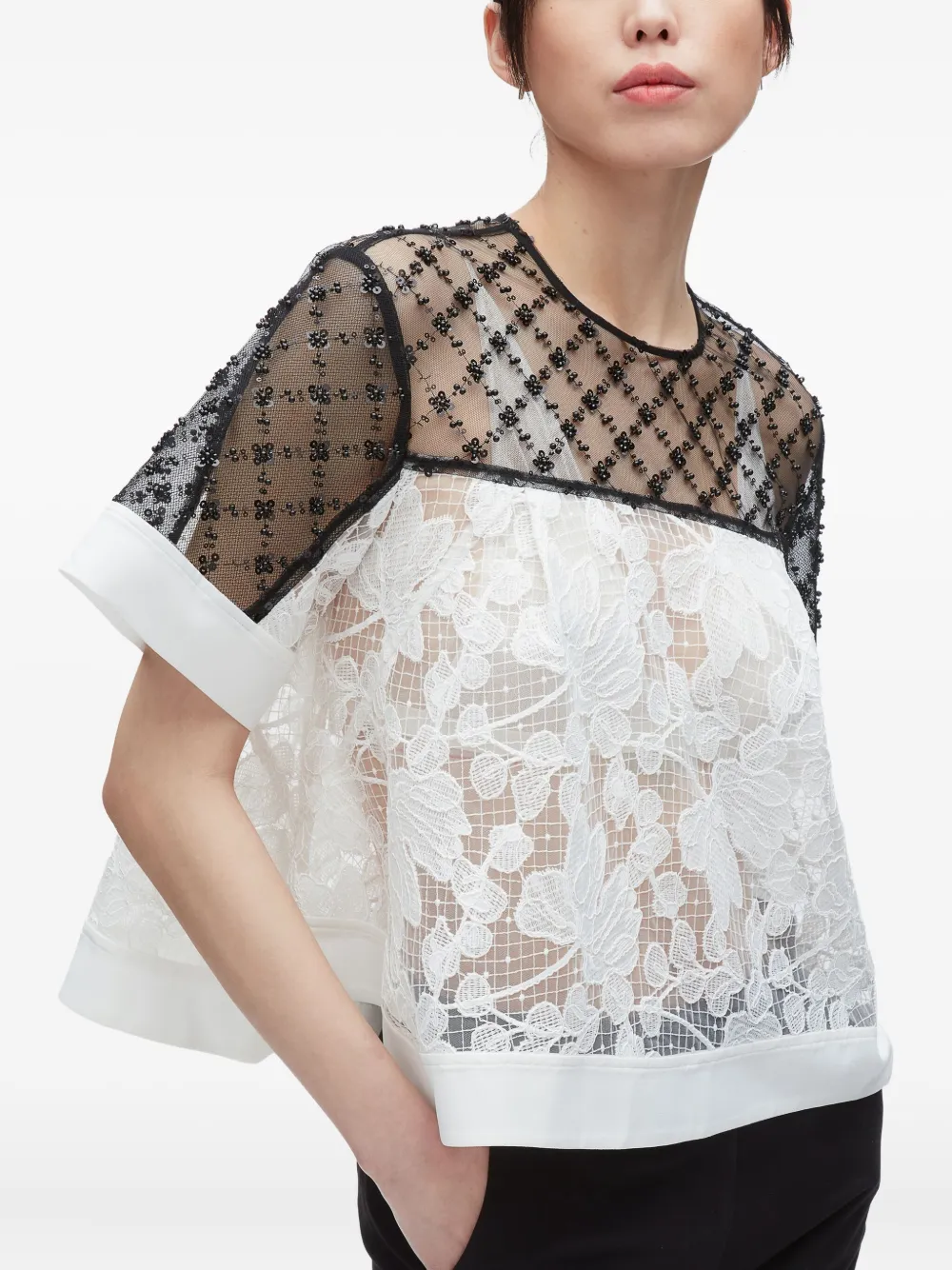 3.1 Phillip Lim beaded lace top Wit