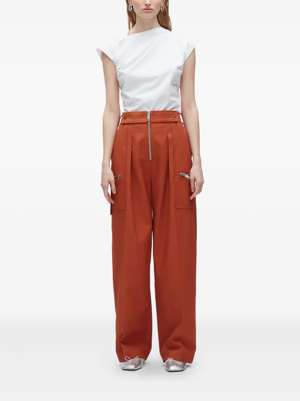 3.1 Phillip Lim pleated zip-fly trousers Oranje