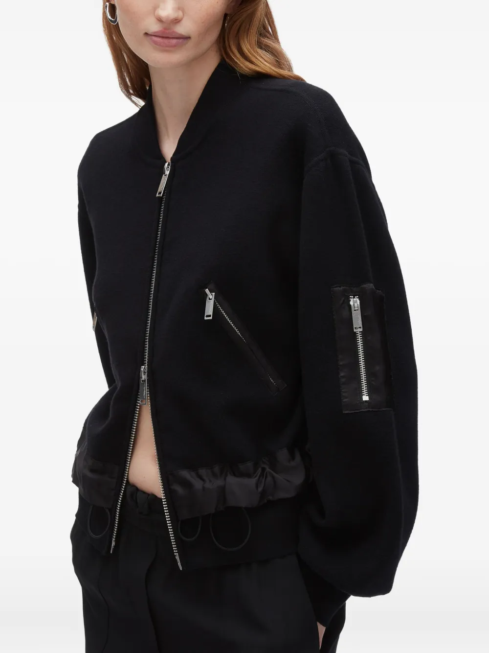 3.1 Phillip Lim zip-fastening balloon-sleeve jacket Zwart