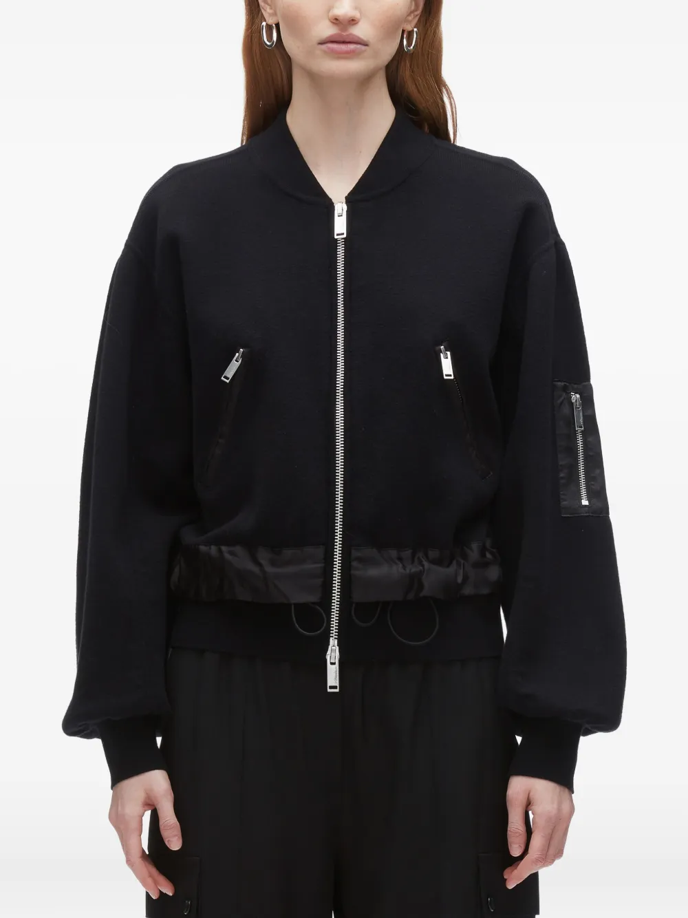 3.1 Phillip Lim zip-fastening balloon-sleeve jacket Zwart