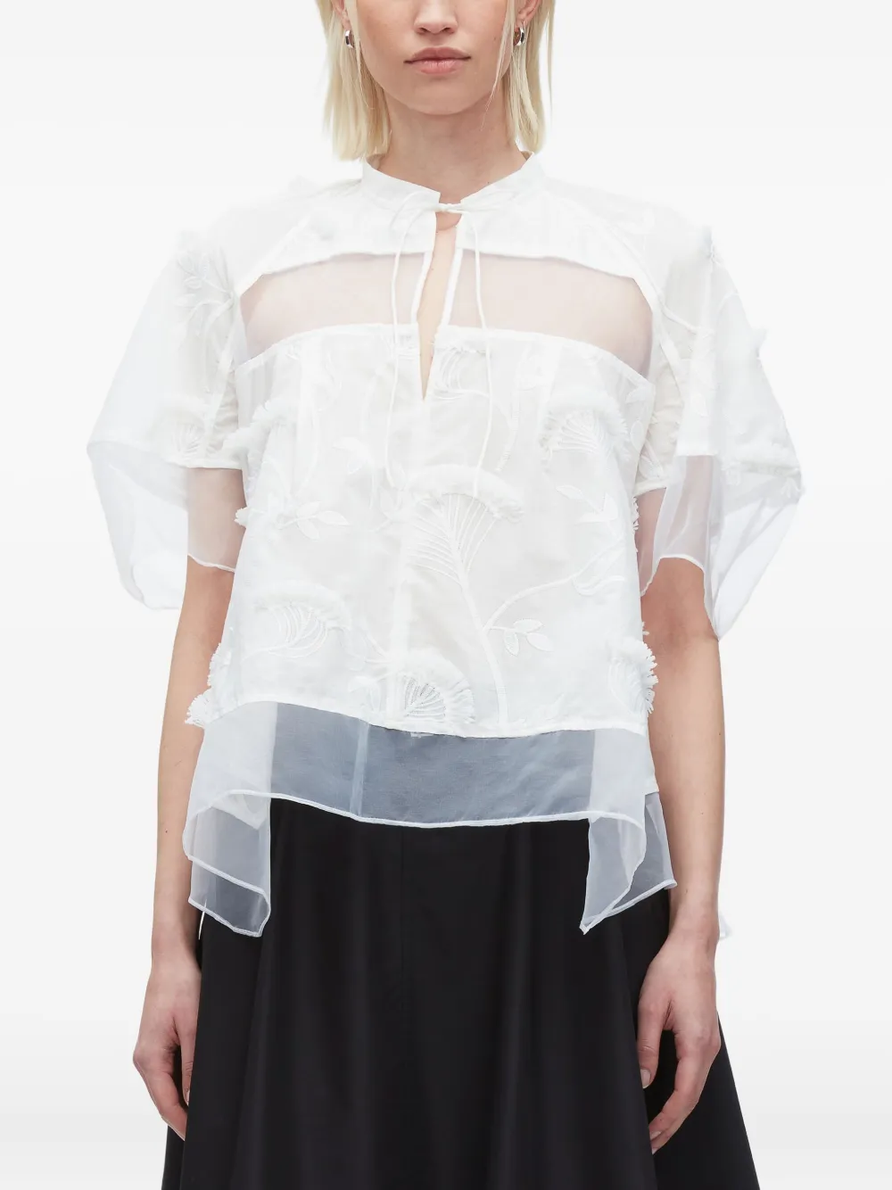 3.1 Phillip Lim floral-embroidered layered blouse Wit